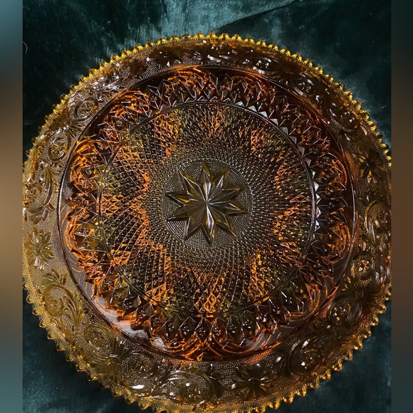 Vintage Tiara Amber Indiana 12" Glass Deviled Egg Platter Serving Plate - Picture 4 of 4